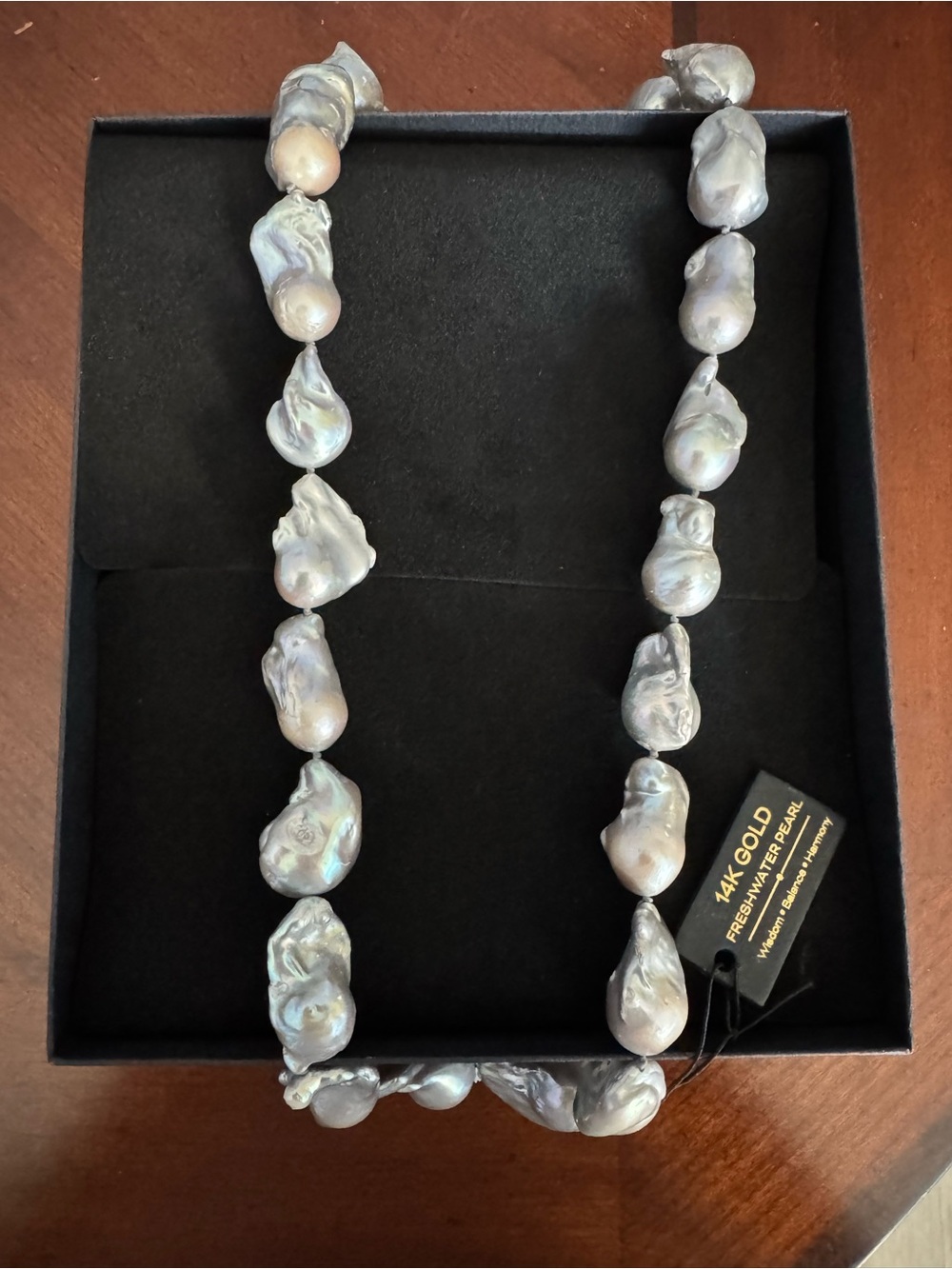 Source Unknown 14K Gold Baroque Freshwater Pearl Necklace - Iridescent Gray
